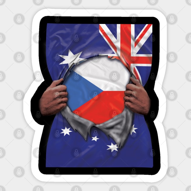 Czech Republic Flag Australian Flag Ripped - Gift for Czech From Czech Republic Sticker by Country Flags